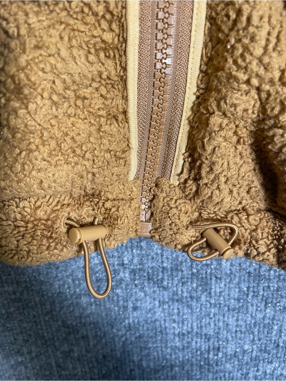 Sunday Best Aritzia Womens Medium Camel Brown Teddy Full Zip Fuzzy Fleece Jacket - Picture 11 of 11